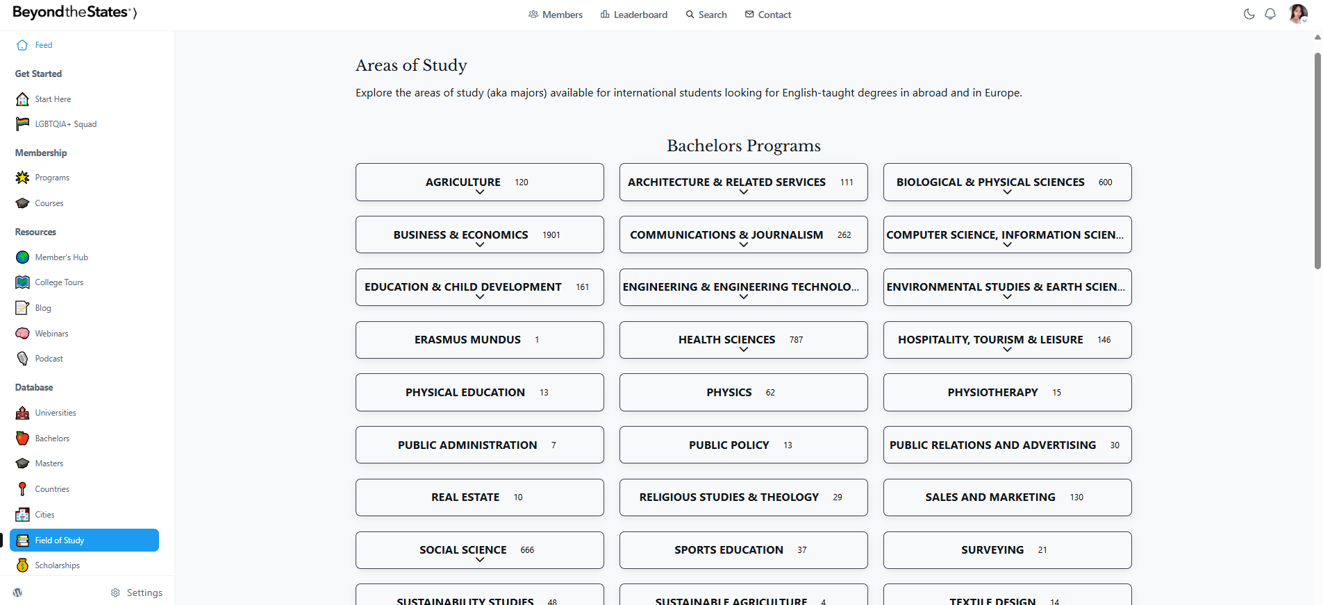Graduate program database