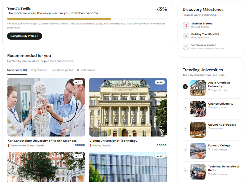 Student dashboard screenshot 1 of 5